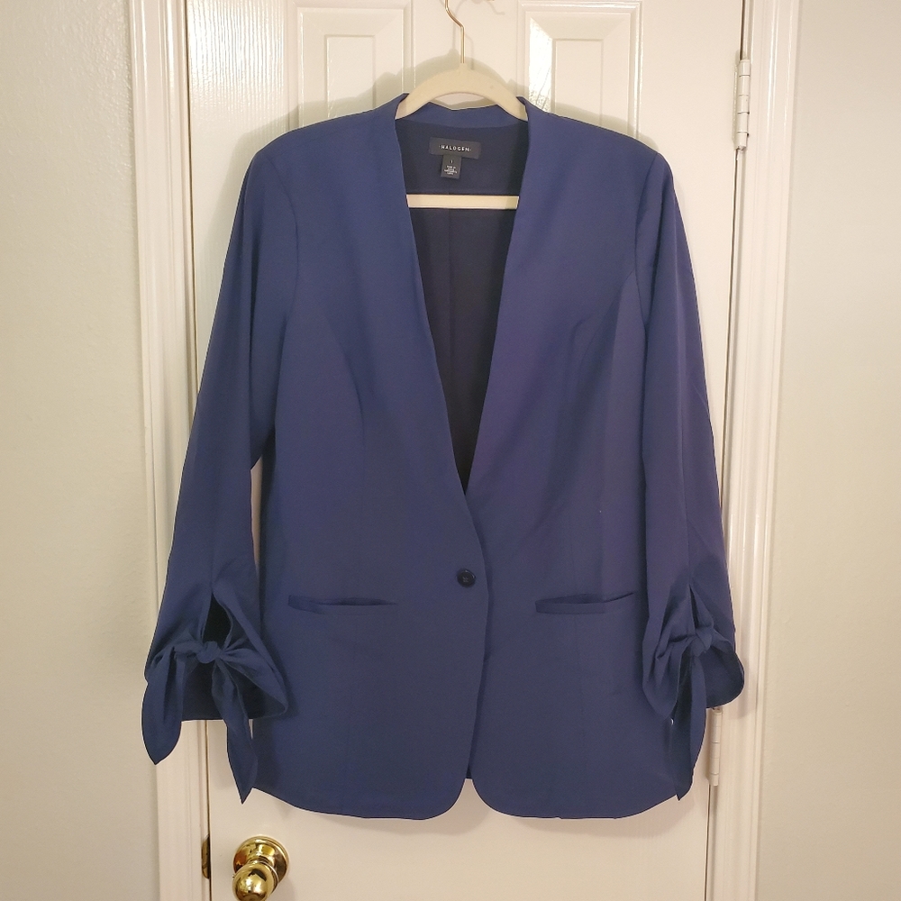 Halogen Bow Sleeve One Button Blazer - image 1